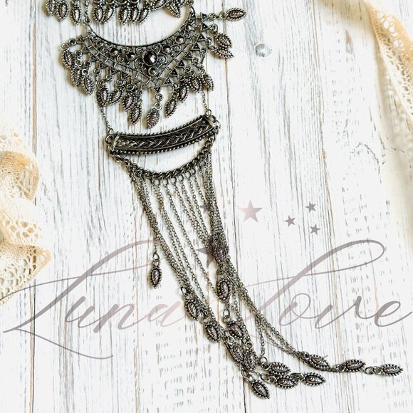 FREE PEOPLE Collier Rapture Layered Necklace In Silver NWT - Picture 5 of 6